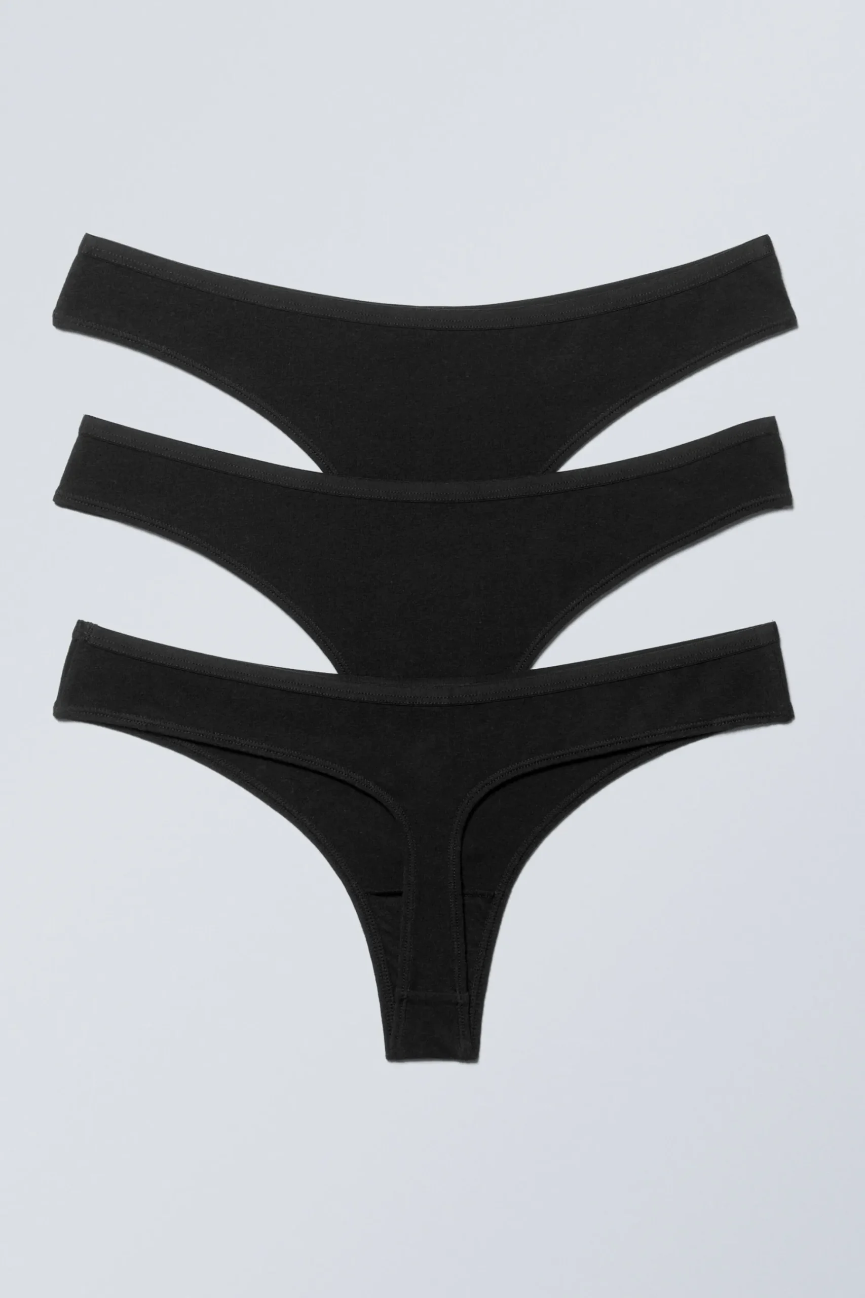 Weekday 3-PACK SOFT COTTON THONGS black Hot