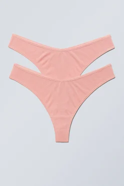 Weekday 2-PACK SOFT MODAL THONGS dusty pink Shop