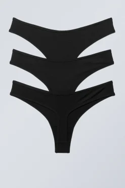 Weekday 3-PACK SOFT THONGS black Fashion