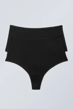 Weekday 2-PACK SOUL SOFT HIGH RISE THONGS black Discount