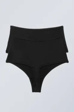 Weekday 2-PACK SOUL SOFT HIGH RISE THONGS black Discount