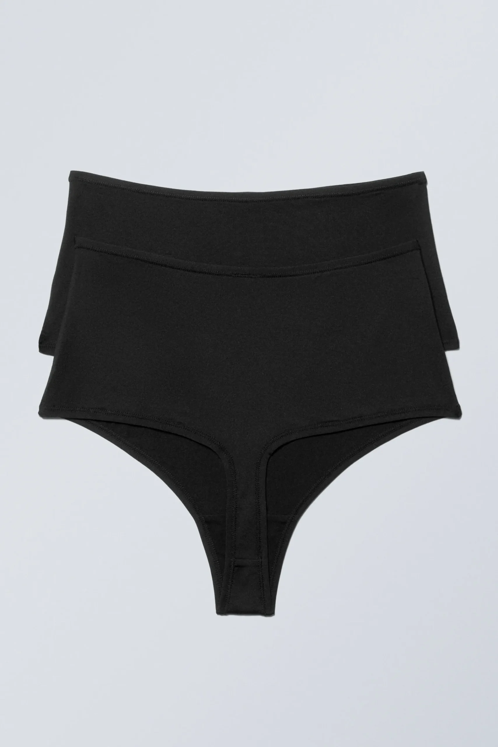 Weekday 2-PACK SOUL SOFT HIGH RISE THONGS black Discount