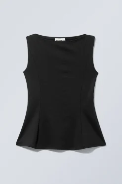 Weekday PEPLUM BOAT-NECK TOP black Hot