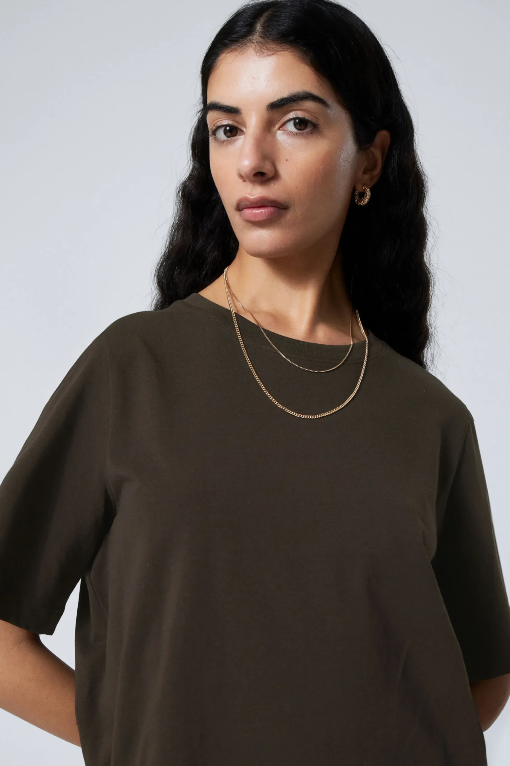 Weekday PERFECT BOXY T-SHIRT dark brown Sale