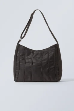 Weekday PIPED SHOULDER BAG dark brown Discount