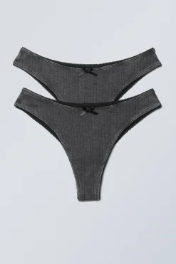 Weekday POINTELLE BRAZILIAN BOW BRIEFS washed black Hot