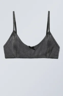 Weekday POINTELLE SCOOPED COTTON BRA washed black Hot