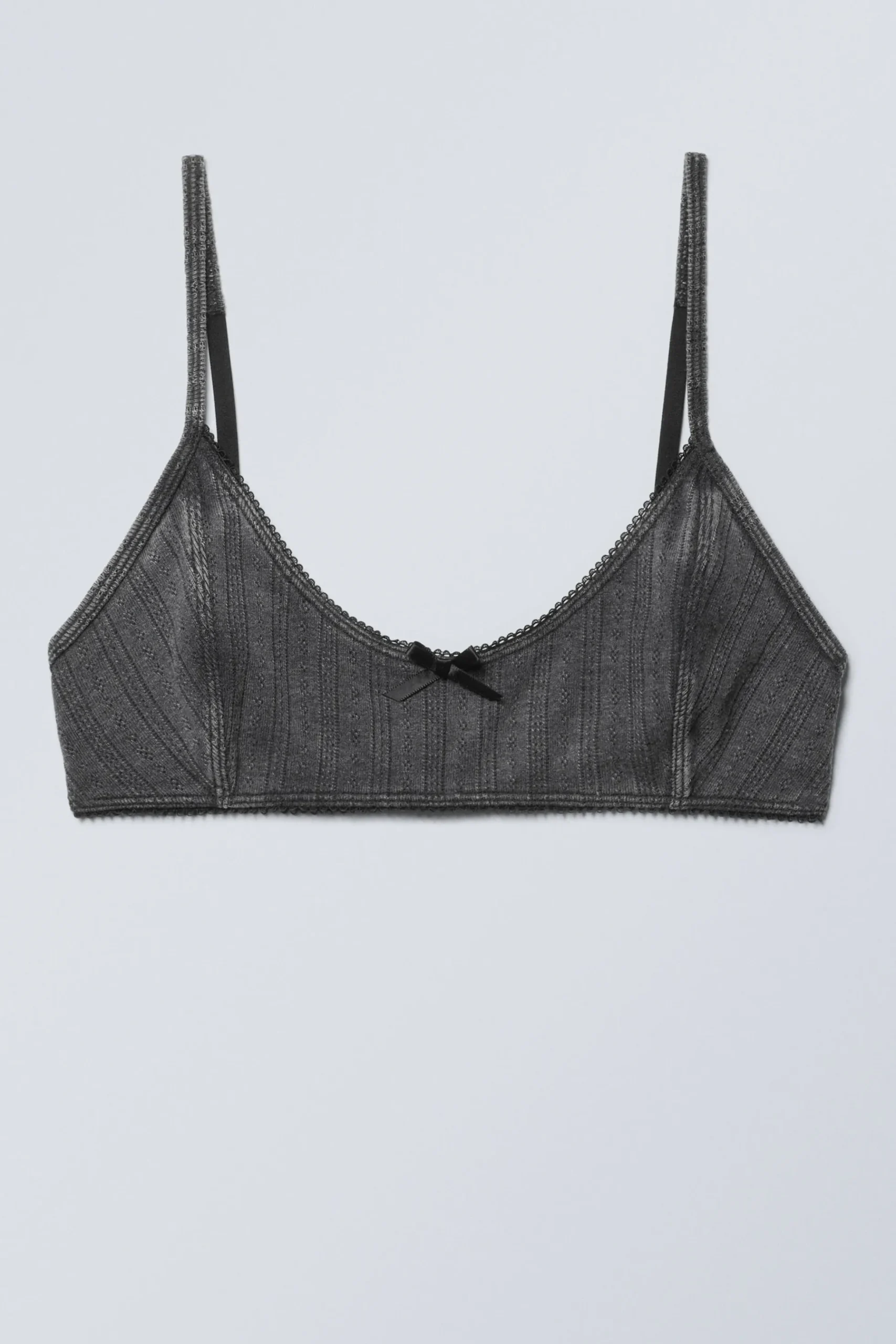 Weekday POINTELLE SCOOPED COTTON BRA washed black Hot
