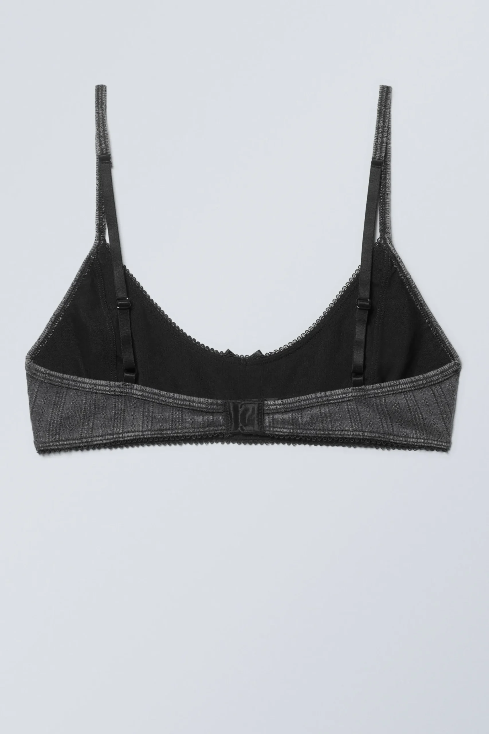 Weekday POINTELLE SCOOPED COTTON BRA washed black Hot