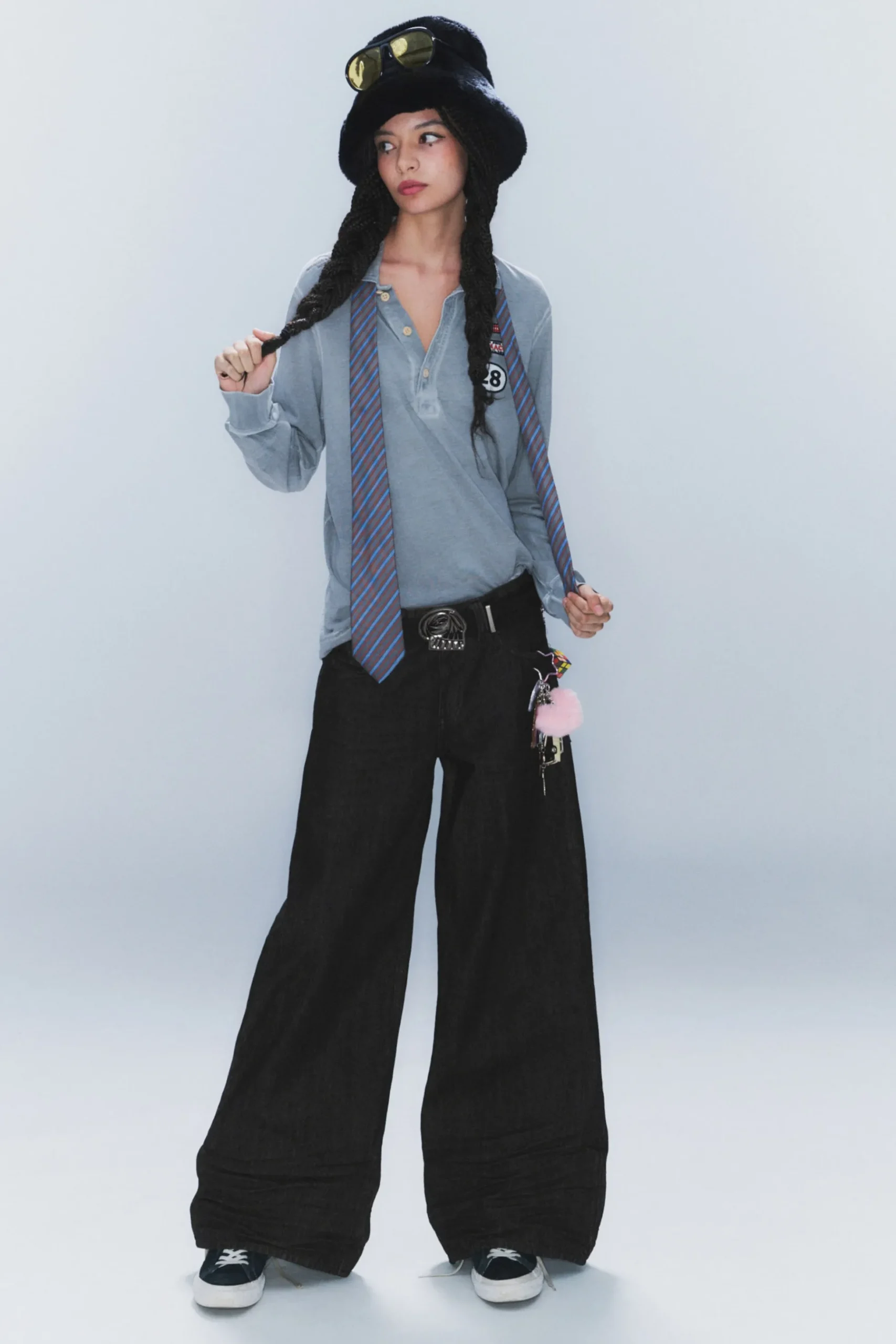 Weekday POSER REGULAR WAIST LOOSE WIDE JEANS extra black rinse Cheap