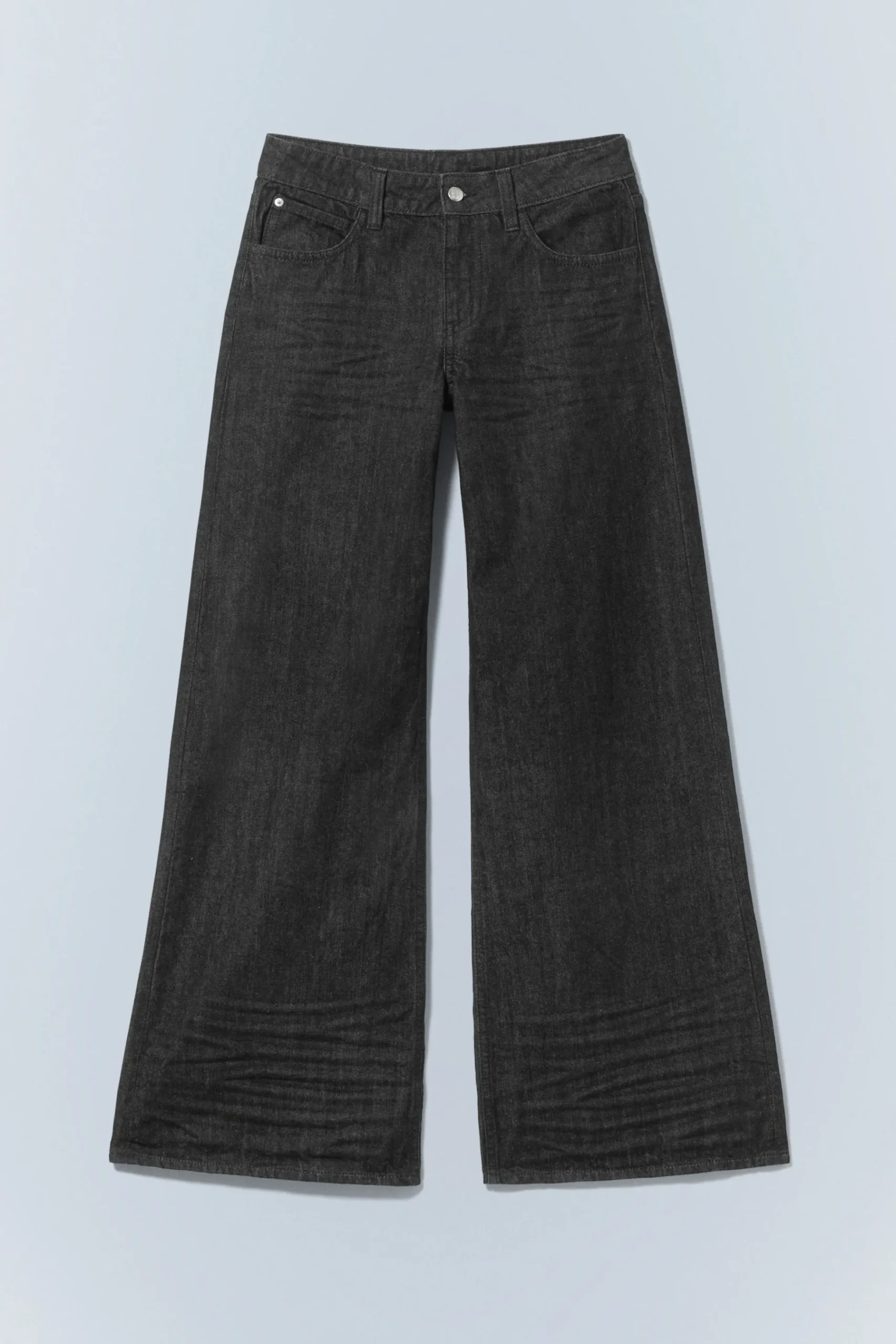 Weekday POSER REGULAR WAIST LOOSE WIDE JEANS extra black rinse Cheap