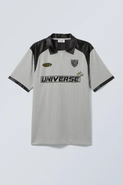 Weekday PRINTED SOCCER T-SHIRT black & grey Cheap