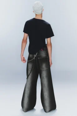 Weekday RAD SUPER REGULAR WAIST LOOSE WIDE JEANS black spray Discount