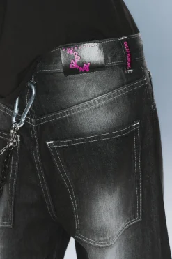 Weekday RAD SUPER REGULAR WAIST LOOSE WIDE JEANS black spray Discount