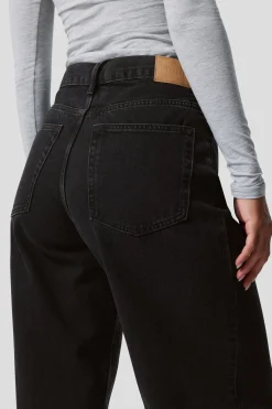 Weekday RAIL MID RISE LOOSE WIDE LEG JEANS ink black black Fashion