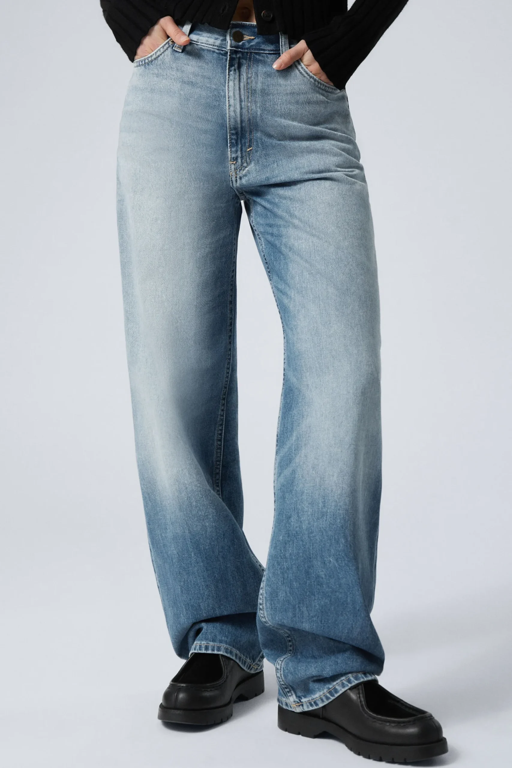 Weekday RAIL MID RISE LOOSE WIDE LEG JEANS tide blue light blue Sale