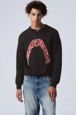 Weekday REGULAR JACQUARD KNITTED GRAPHIC SWEATER black star team Hot