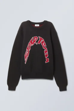 Weekday REGULAR JACQUARD KNITTED GRAPHIC SWEATER black star team Hot