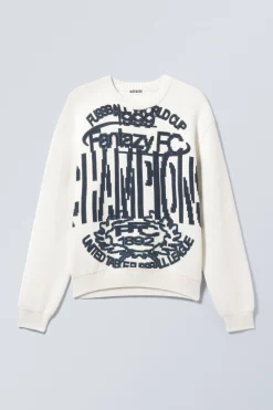 Weekday REGULAR JACQUARD KNITTED GRAPHIC SWEATER white fantazy fussball club Shop