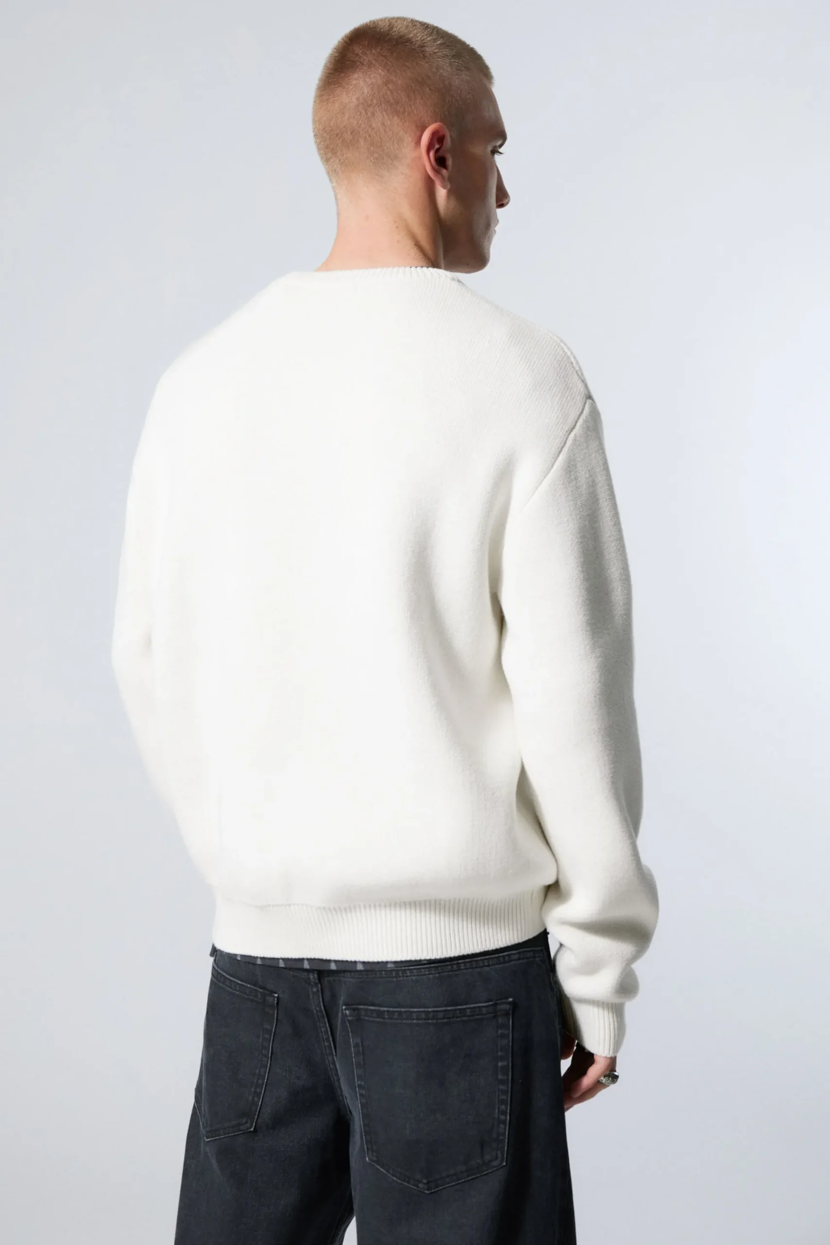 Weekday REGULAR JACQUARD KNITTED GRAPHIC SWEATER white fantazy fussball club Shop