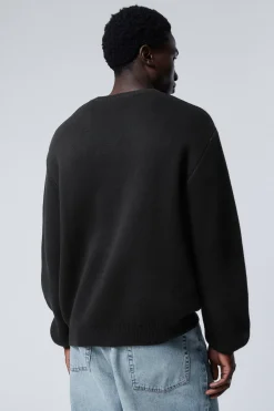 Weekday REGULAR KNITTED COTTON SWEATER black Discount
