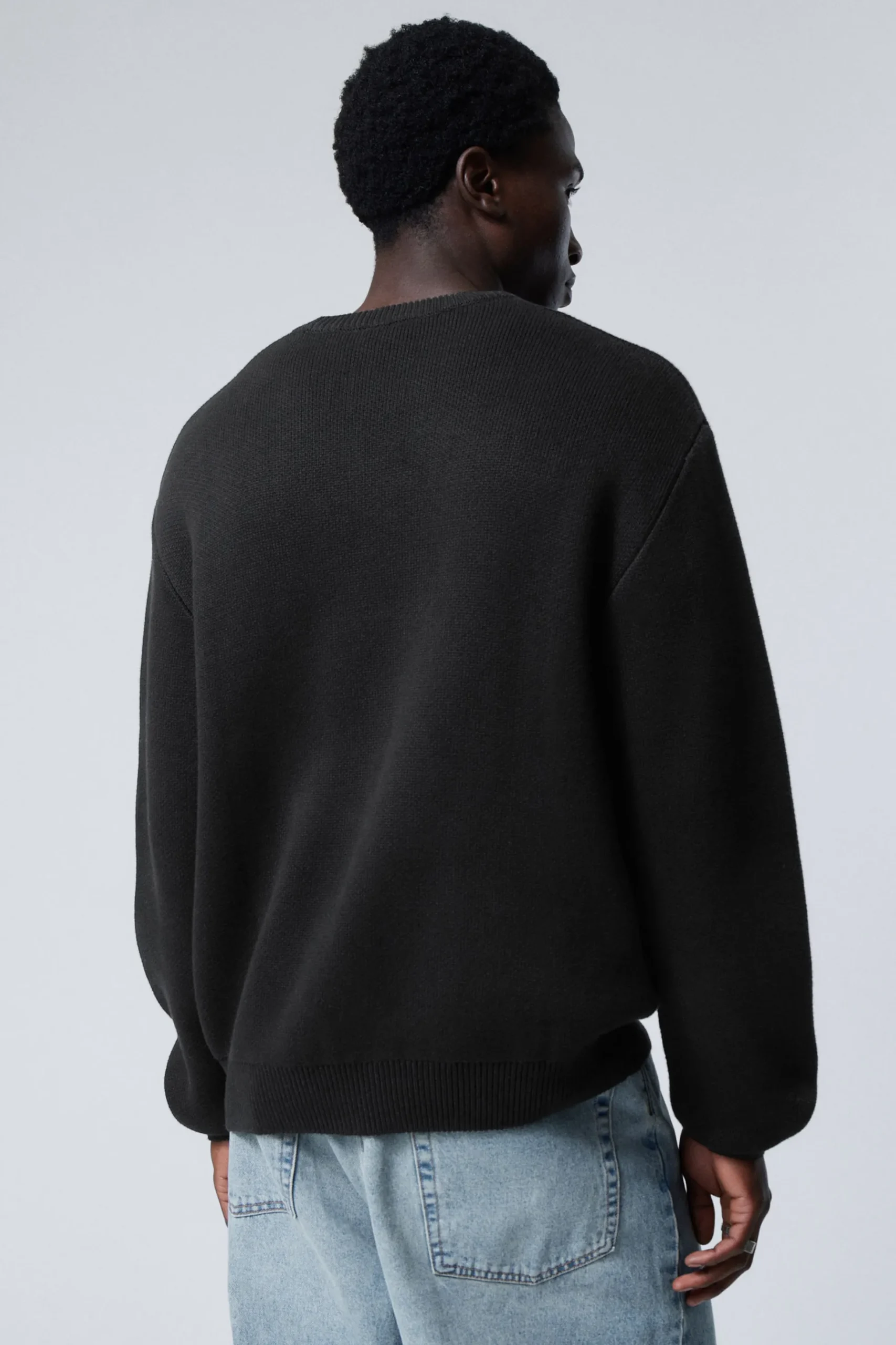 Weekday REGULAR KNITTED COTTON SWEATER black Discount