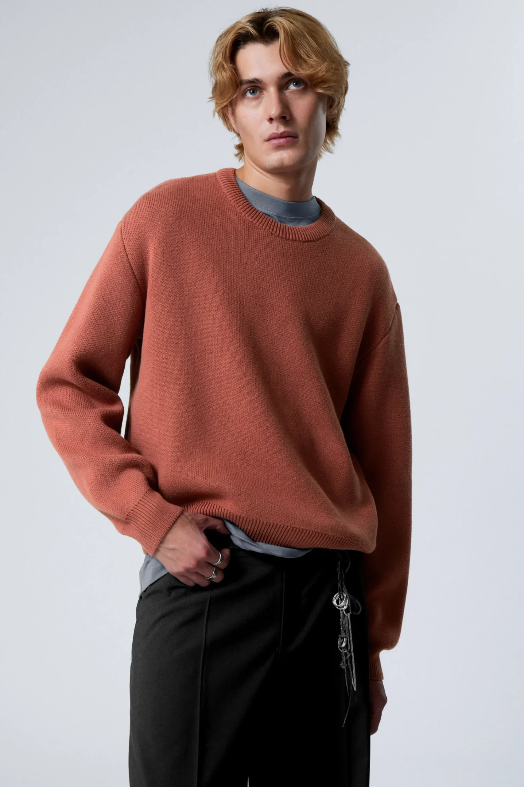 Weekday REGULAR KNITTED COTTON SWEATER dusty coral New