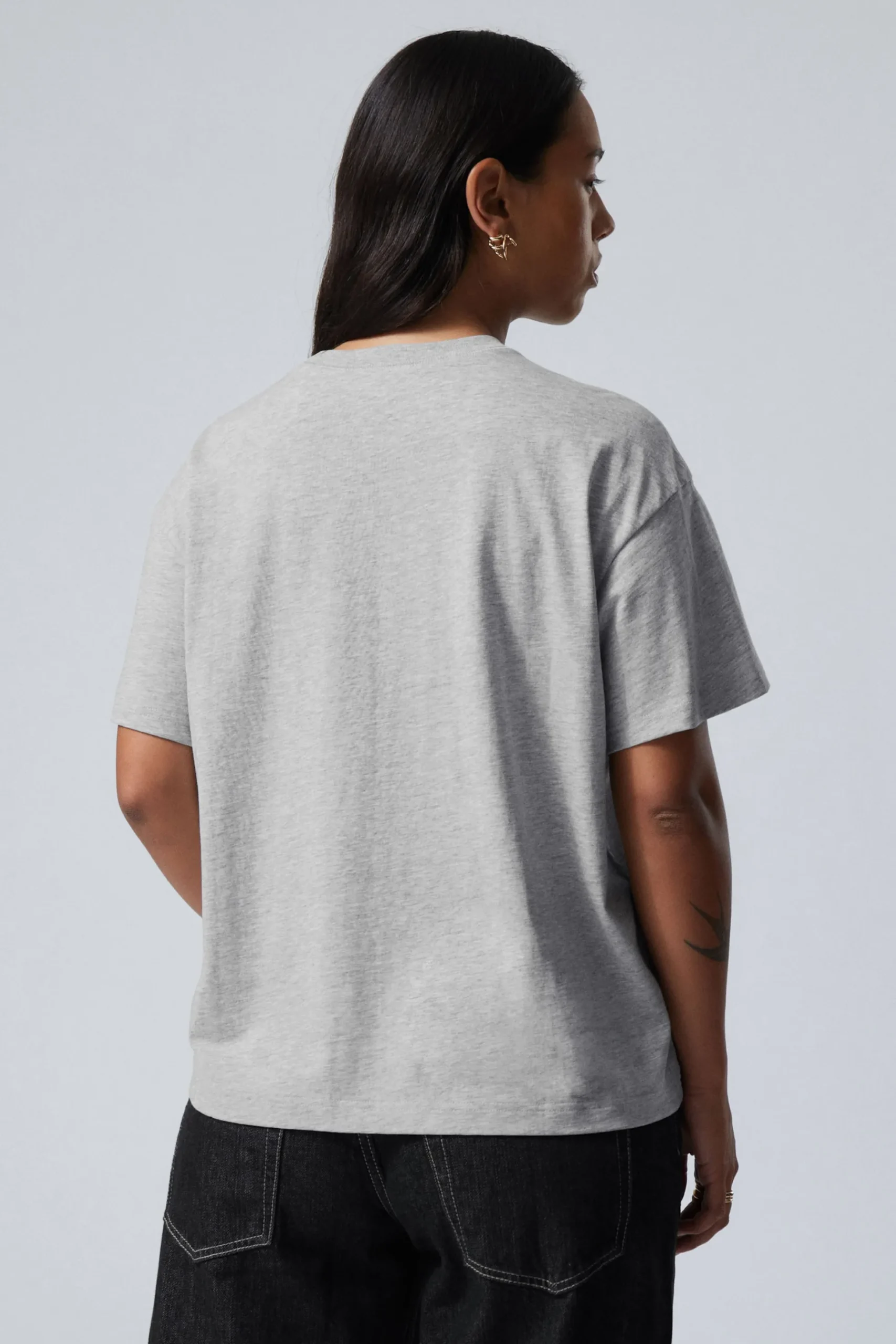 Weekday RELAXED BOXY COTTON T-SHIRT grey melange Clearance