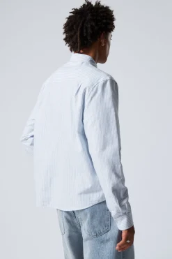 Weekday RELAXED BUTTON DOWN SHIRT striped light lilac eternal Clearance