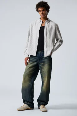Weekday RELAXED BUTTON DOWN SHIRT striped dark mole New