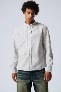 Weekday RELAXED BUTTON DOWN SHIRT striped dark mole New