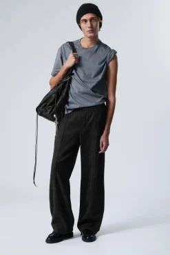 Weekday RELAXED DRAWSTRING SUIT TROUSERS checked black New