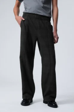 Weekday RELAXED DRAWSTRING SUIT TROUSERS checked black New