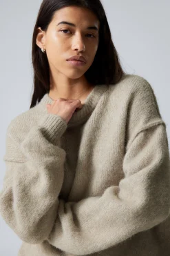 Weekday RELAXED HAIRY KNITTED SWEATER dusty beige Outlet