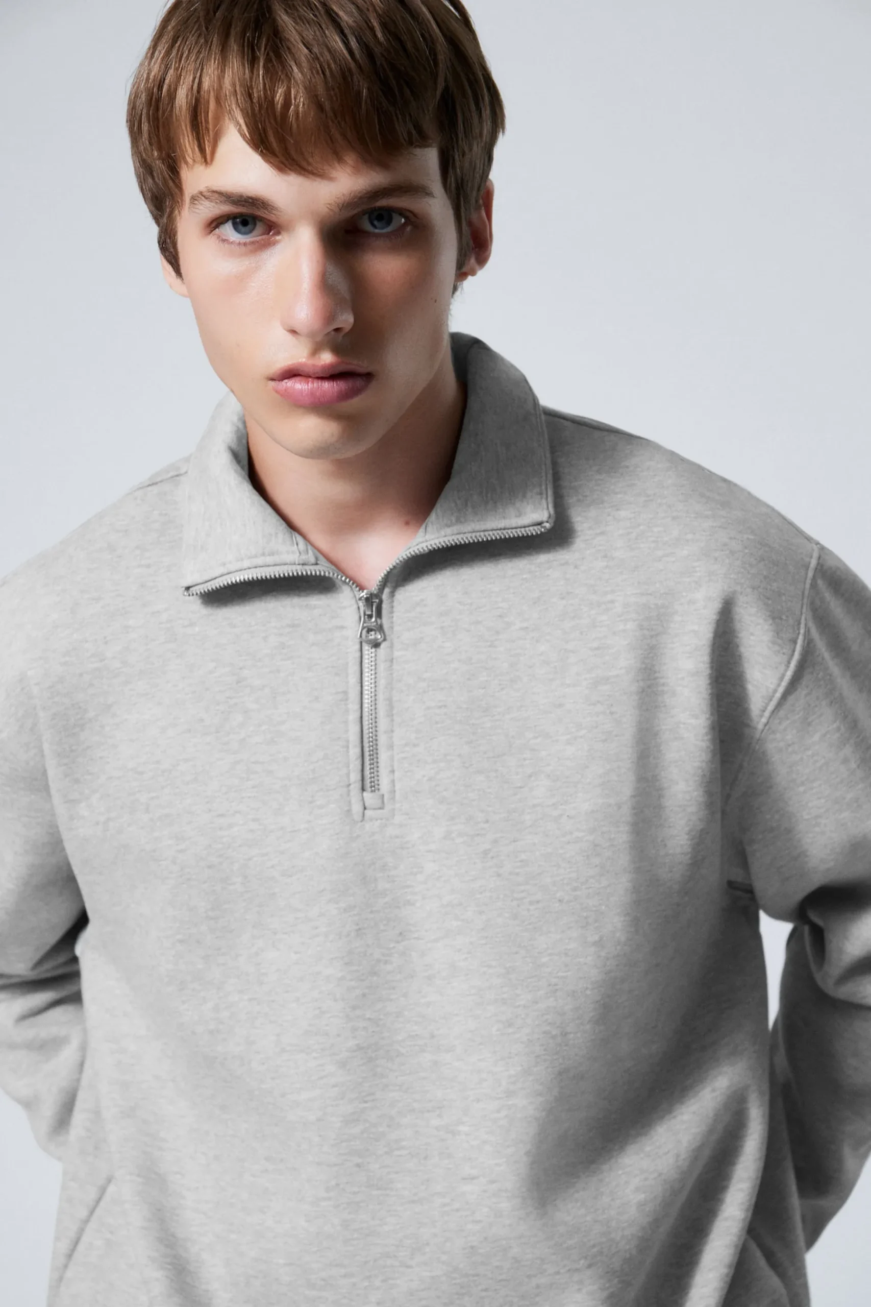 Weekday RELAXED HEAVY HALF ZIP SWEATER light grey Flash Sale
