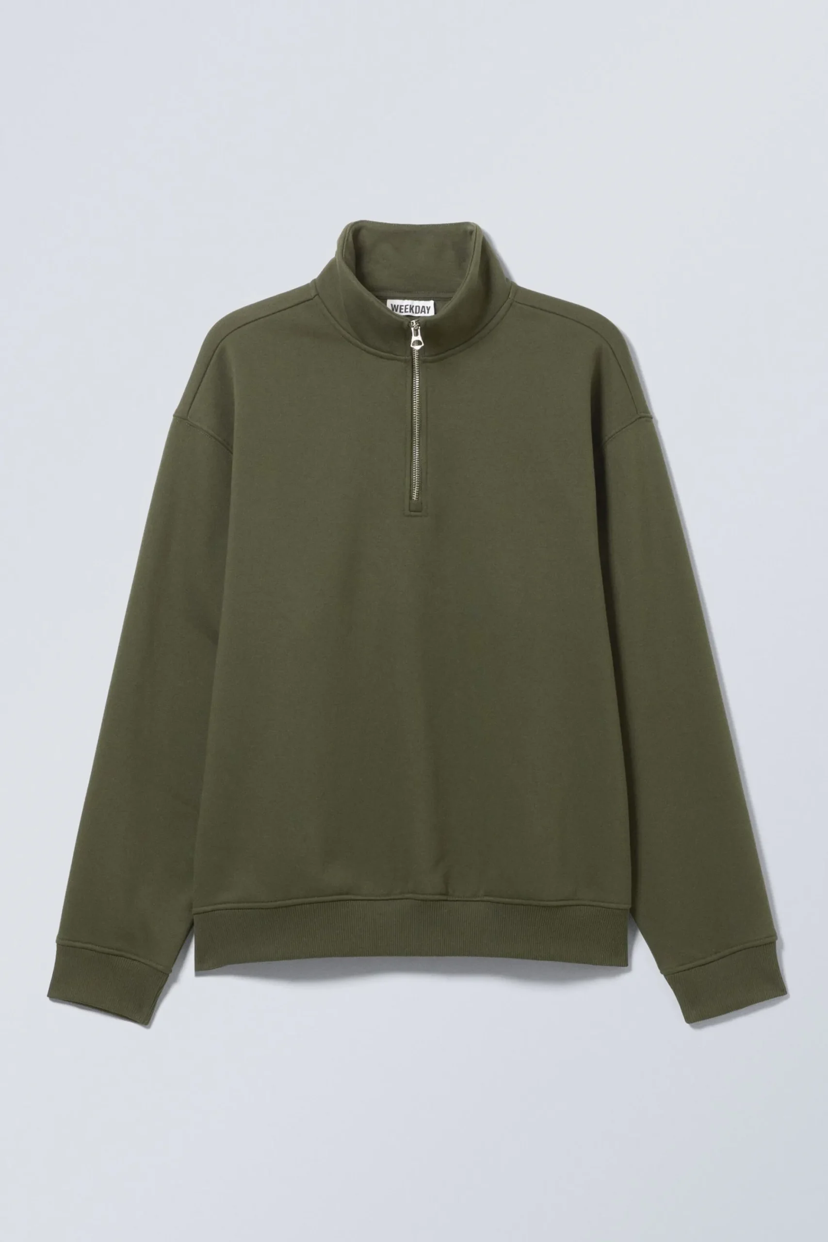 Weekday RELAXED HEAVY HALF ZIP SWEATER dark khaki green Cheap
