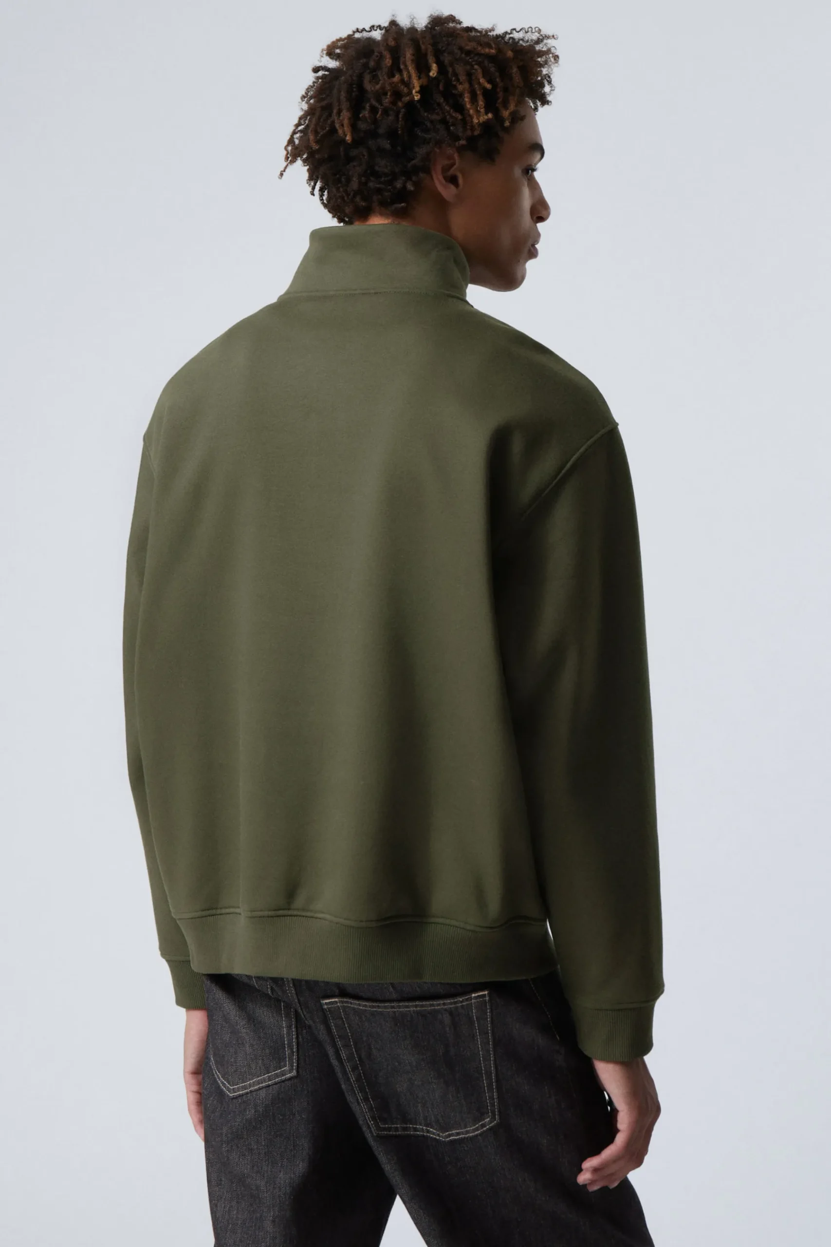 Weekday RELAXED HEAVY HALF ZIP SWEATER dark khaki green Cheap