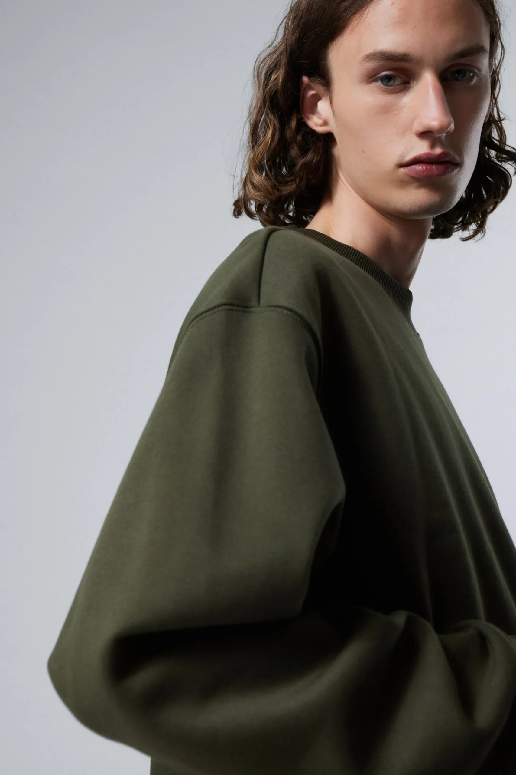 Weekday RELAXED HEAVYWEIGHT SWEATSHIRT dark khaki green Cheap