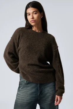 Weekday RELAXED KNITTED SWEATER dark brown Discount