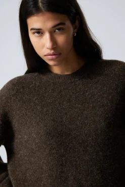 Weekday RELAXED KNITTED SWEATER dark brown Discount