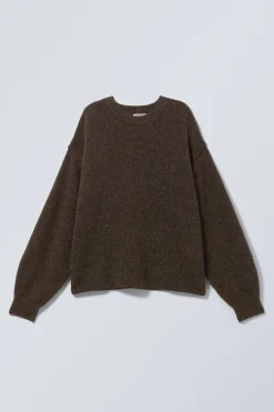 Weekday RELAXED KNITTED SWEATER dark brown Discount