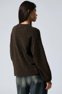 Weekday RELAXED KNITTED SWEATER dark brown Discount