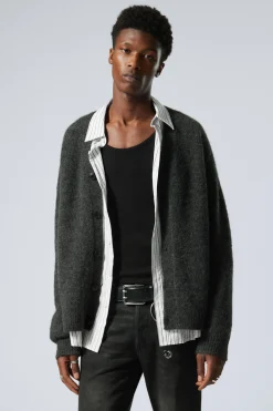 Weekday RELAXED KNITTED WOOL-BLEND CARDIGAN black Discount