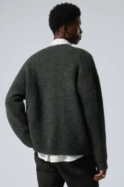 Weekday RELAXED KNITTED WOOL-BLEND CARDIGAN black Discount