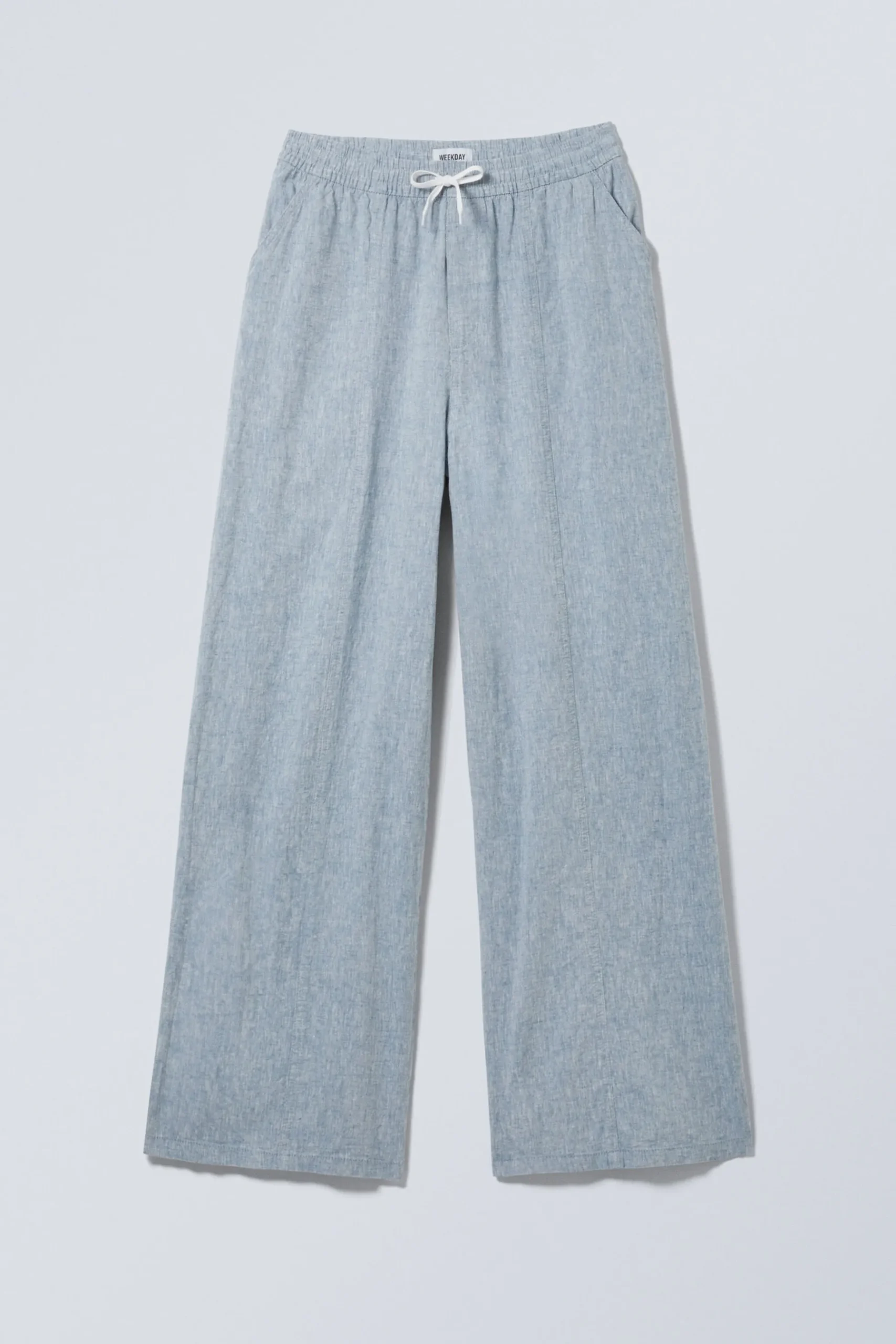 Weekday RELAXED LINEN BLEND TROUSERS dusty blue melange Store