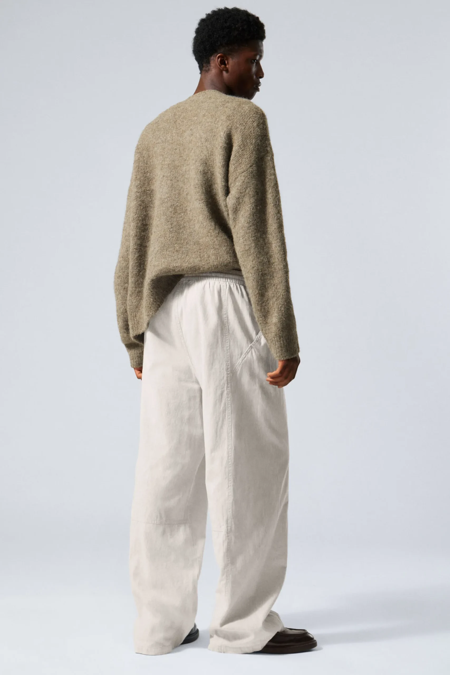 Weekday RELAXED LINEN BLEND TROUSERS dusty ecru melange Best Sale