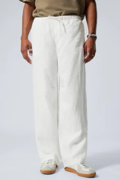 Weekday RELAXED LINEN TROUSERS dusty white New