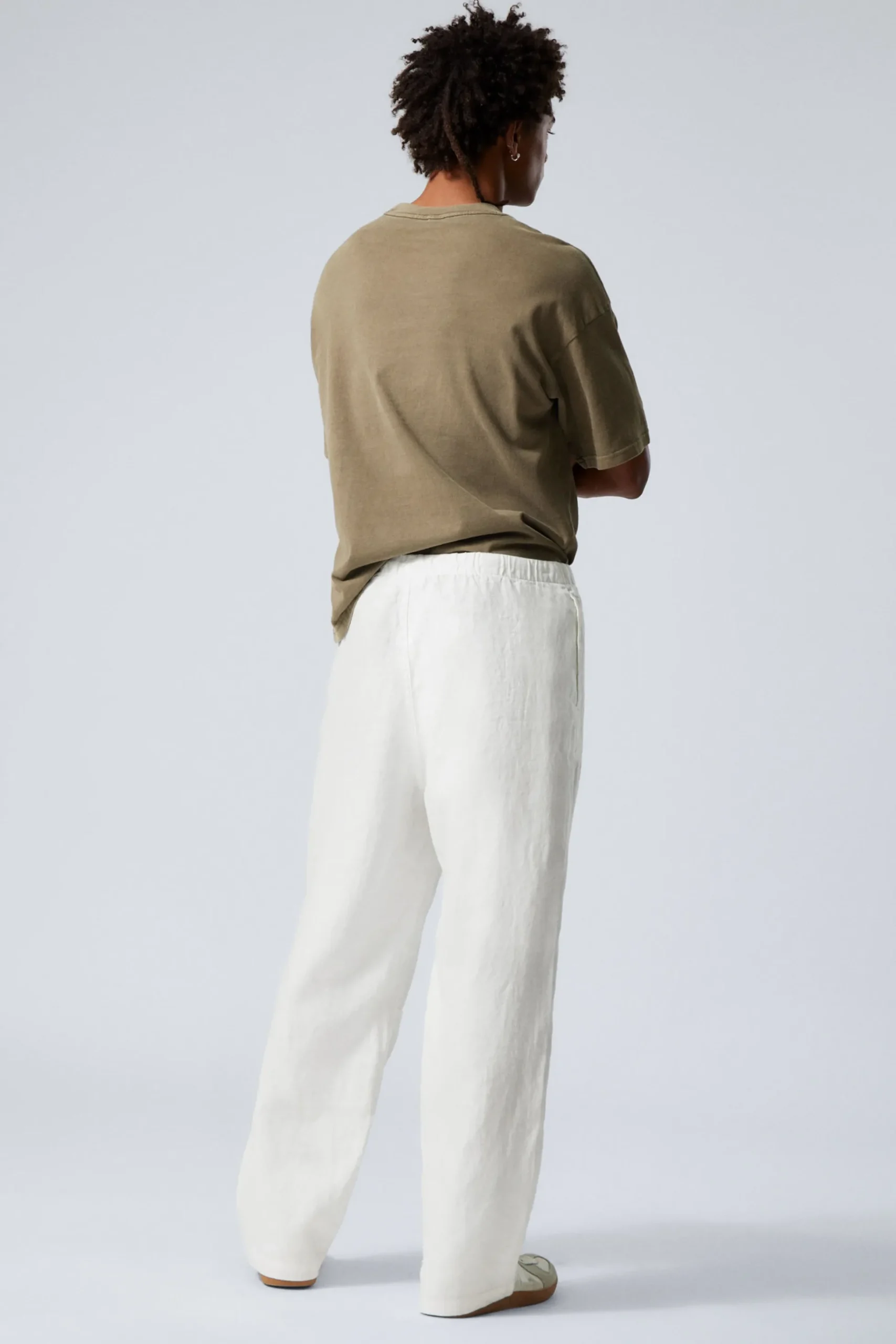 Weekday RELAXED LINEN TROUSERS dusty white New