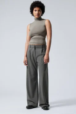 Weekday RELAXED PLEATED SUITING TROUSERS dark grey pinstripe Best Sale