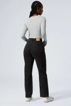 Weekday RESOLUTE CURVE HIGH WAISTED REGULAR STRAIGHT JEANS tuned black black Best Sale
